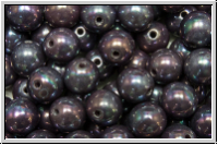 b�hm. Glasperle, rund, 6mm, lavender, dk., op., nebula, 25 Stk.