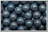 b�hm. Glasperle, rund, 6mm, sapphire, pale, op., nebula, 25 Stk.