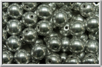 b�hm. Glasperle, rund, 6mm, crystal, trans., full silver, 25 Stk.