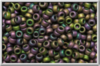 RR-11-2061, MIYUKI Rocailles, 11/0, plum/emerald, met., matte, iris., 10g
