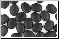 B�hm. Glasperle, Olive, flach, 12x9x4,5mm, black, opaque, matt, 1 Stk.