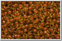RR-11-0345, MIYUKI Rocailles, 11/0, chartreuse, trans., salmon-ld., 10g