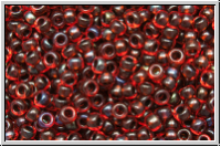 RR-11-0367sf, MIYUKI Rocailles, 11/0, ruby, trans., garnet-ld., semi matte, AB, 10g
