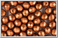 B�hm. Glasschliffperle, feuerpol., 8mm, copper, dk., metallic, satin, 10 Stk.