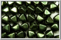 b�hm. Glasperle, Bicone, 6mm, green, met., 30 Stk.