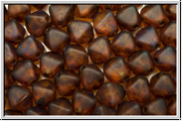 b�hm. Glasperle, Bicone, 6mm, topaz, trans., picasso, matte, 30 Stk.