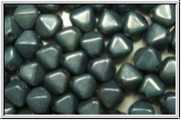 b�hm. Glasperle, Bicone, 6mm, white, opal, blue/grey marbled, 30 Stk.