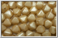 b�hm. Glasperle, Bicone, 6mm, white, opal, champagne luster, 30 Stk.
