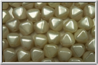 b�hm. Glasperle, Bicone, 6mm, white, opal, luster, 30 Stk.
