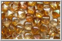 b�hm. Glasperle, Bicone, 6mm, crystal, trans., half copper luster, 30 Stk.