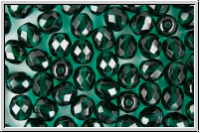 B�hm. Glasschliffperle, feuerpol., 8mm, emerald, dk., trans., 10 Stk.