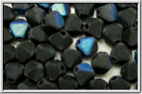 b�hm. Glasperle, Bicone, 6mm, black, op., matte, AB, 30 Stk.