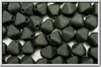 b�hm. Glasperle, Bicone, 6mm, black, op., matte, 30 Stk.