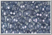 B�hm. Glasschliffperle, feuerpol., 8mm, crystal, trans., blue luster, 10 Stk.