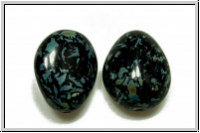 B�hm. Glasperle, Nugget, 17x14x9mm, black, op., picasso, 1 Stk.