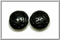 b�hm. Glasperle, Linse, gemustert, 10mm, black, op., 1 Stk.