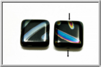B�hm. Glasperle, Quadrat, 10x10x3,8mm, black, op., zebra, 5 Stk.