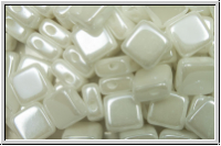 TILE-Beads, diagonal, 6x6mm, white, alabaster, white iris. sfinx, 25 Stk.