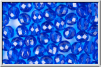 B�hm. Glasschliffperle, feuerpol., 8mm, blue, capri, trans., 10 Stk.