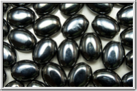 b�hm. Glasperle, Olive, flach, 8x6x3,6mm, hematite, met., 10 Stk.