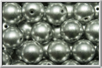 b�hm. Glasperle, rund, 8mm, silver, met., satin, 10 Stk.