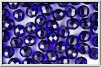 B�hm. Glasschliffperle, feuerpol., 8mm, cobalt, trans., 10 Stk.