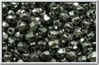 B�hm. Glasschliffperle, feuerpol., 4mm, black, op., full chrome, 50 Stk.
