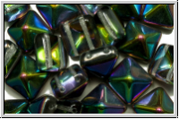 2-Loch-Pyramide, 12x12x9mm, crystal, trans., half vitrail, 6 Stk.