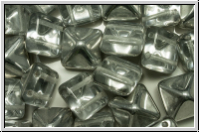 2-Loch-Pyramide, 12x12x9mm, crystal, trans., half silver, 6 Stk.