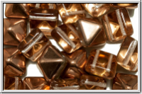 2-Loch-Pyramide, 12x12x9mm, crystal, trans., half capri gold, 6 Stk.