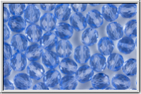 B�hm. Glasschliffperle, feuerpol., 8mm, sapphire, lt., trans., 10 Stk.