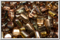 B�hm. Gumdrop-Beads, 7x10mm, crystal, trans., half capri gold, 12 Stk.
