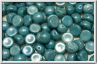 2-Loch-Cabochon, 6mm, white, op., blue/grey marbled, 20 Stk.