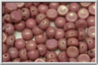 2-Loch-Cabochon, 6mm, white, op., rose marbled, 20 Stk.