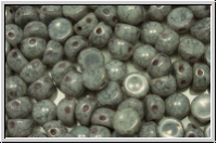 2-Loch-Cabochon, 6mm, white, op., lavender marbled, 20 Stk.