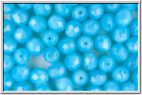 B�hm. Glasschliffperle, feuerpol., 8mm, aqua, lt., opal, 10 Stk.