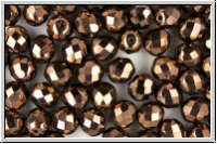 B�hm. Glasschliffperle, feuerpol., 8mm, chocolate, metallic, 10 Stk.