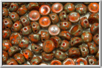 2-Loch-Cabochon, 6mm, orange, lt., op., silver picasso, 20 Stk.
