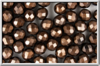 B�hm. Glasschliffperle, feuerpol., 8mm, chocolate, metallic, antique, 10 Stk.