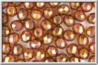 B�hm. Glasschliffperle, feuerpol., 8mm, white, opal, rose gold luster, 10 Stk.