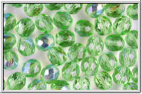 B�hm. Glasschliffperle, feuerpol., 8mm, peridot, trans., AB, 10 Stk.