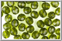 B�hm. Glasschliffperle, feuerpol., 8mm, olivine, dk., trans., 10 Stk.