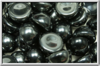 Dome Bead, 10x6mm, black, op., full silver chrome, 5 Stk.