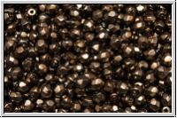 B�hm. Glasschliffperle, feuerpol., 3mm, black, op., heavy metal bronze, 50 Stk.