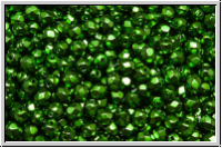 B�hm. Glasschliffperle, feuerpol., 3mm, black, op., heavy metal green, 50 Stk.