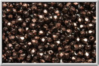 B�hm. Glasschliffperle, feuerpol., 3mm, black, op., heavy metal dk. siena, 50 Stk.