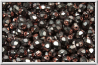 B�hm. Glasschliffperle, feuerpol., 4mm, black, op., heavy metal violet, 50 Stk.