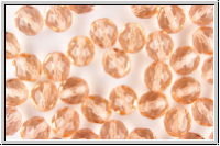 B�hm. Glasschliffperle, feuerpol., 8mm, rose, vintage, trans., 10 Stk.