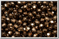 B�hm. Glasschliffperle, feuerpol., 4mm, black, op., heavy metal bronze, 50 Stk.