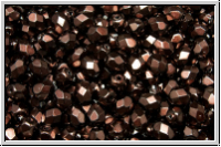 B�hm. Glasschliffperle, feuerpol., 4mm, black, op., heavy metal dk. siena, 50 Stk.